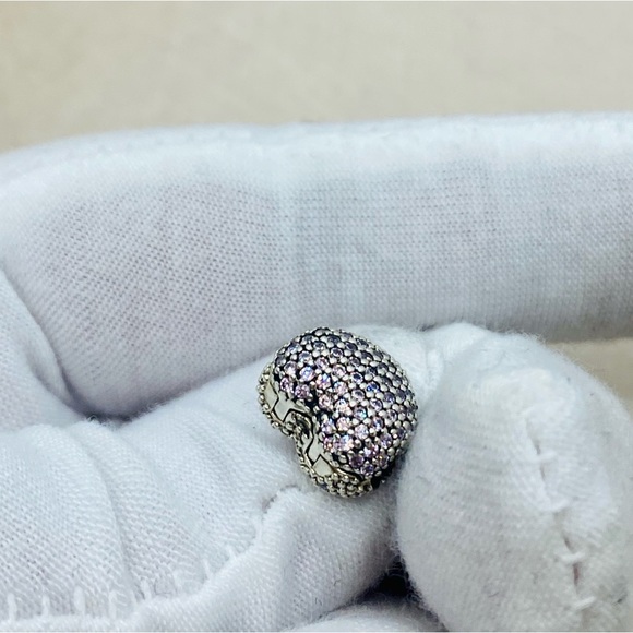 EUC Pandora 791427PCZ Sterling Silver Open My Heart Clip w/ Pink Zirconia - Picture 7 of 11